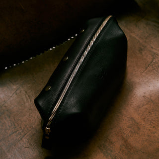 Top Metal Frame Leather Dopp Kit