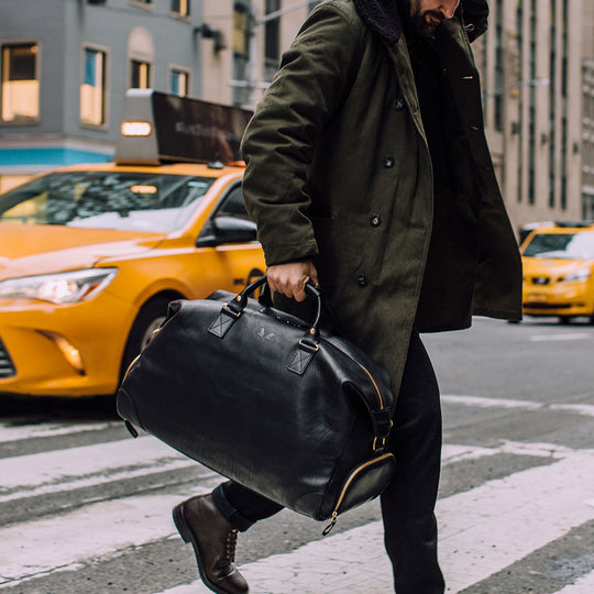 Black Leather Weekender | Full Grain Italian Leather